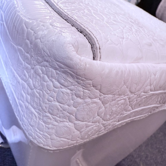 SOLD - FURLA Satchel ‘Boston’ Bag Leather & Rubber w/Gold Accents & Dust Bag EUC - Picture 12 of 16